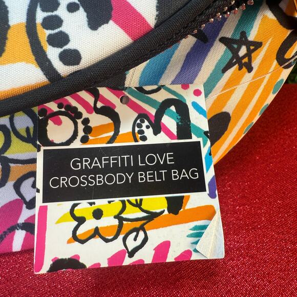 NWT BRIGHTON Graffiti Love Floral Crossbody Belt Bag White Multicolor Polyester - Picture 5 of 10